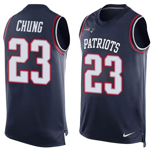 Nike Patriots #23 Patrick Chung Navy Blue Team Color Men's Stitched NFL Limited Tank Top Jersey